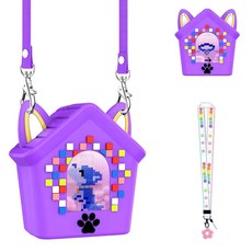 YAJOJO for Bitzee Doghouse Cartoon Soft Silicone Case with Lanyard 360-degree Full Protective Case, YAJOJO for Bitzee Doghouse Car