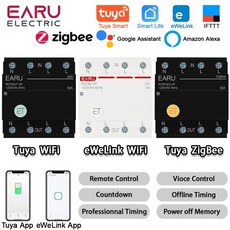 Tuya eWeLink WiFi ZigBee 스마트 회로 차단기 MCB 3P + N 타이머 릴레이 스위치 Alexa Google 홈 용 음성, 01 80A급, 02 eWeLink WiFi