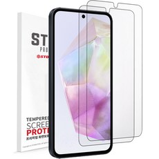 스톤스틸 1+1 갤럭시 A35 5G 고투명 액정 보호 강화유리 필름, 2개