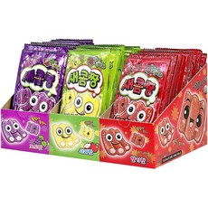 새콤짱 3종 포도맛 24개 + 사과맛 24개 + 딸기맛 24개, 3박스, 840g