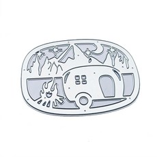 캠핑카 마운틴 캠프파이어 메탈 커팅 다이 엠보싱 스텐실 DIY 템플릿, 1개