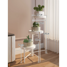 多層盆栽架 簡約收納置物架 儲物架, 白色3盆, 1層