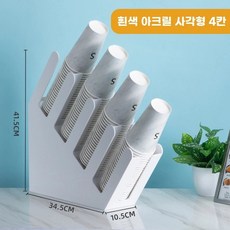 계단형 홈카페 수납장 3단 정리대 6칸 컵홀더 탕비실 카페용품 검정, D.흰색아크릴대각선4패널