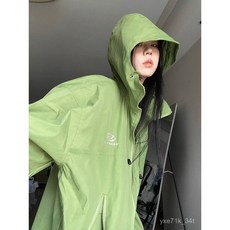 【臺灣出貨 】 新款美式字母牛油果綠刺繡戶外機能連帽衝鋒衣女拉鏈連帽潮牌夾克