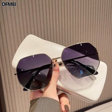 DFMEI 透明藍色百搭太陽鏡男士多邊形金屬開車墨鏡韓版潮海邊旅行眼鏡女