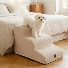 EHEYCIGA 곡선형 쾌적 강아지 계단 논슬립 슬개골보호 애견계단 2단 3단 4단, 1개, 베이지색