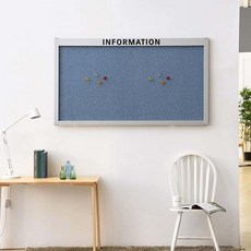 꿈꾸는비 벽걸이 자석 패브릭 게시판 900x600 실버 프레임 사무실게시판