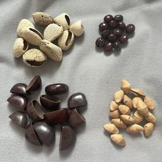 臺灣出貨 印尼果殻風鈴diy黑果材料包自製果殻音手工製作手搖鈴pangjii果殻 0OUT, 五種果殼混搭共45個+送麻繩91米, 1個