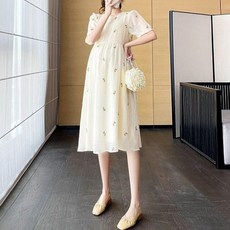 여름임부복 임신복 임부하객룩 롱스커트 원피스 반팔 루즈핏 A라인