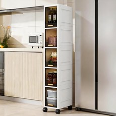 이동식 틈새 수납장 다용도 좁은폭 냉장고옆 세탁기옆 슬림 미니 수납장, 투명