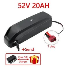 Hailong 전기 스쿠터 배터리 250W 1500W 오토바이 자전거 방수 리튬 배터리 및 충전기 36V 48V 52V 20Ah-40Ah, 16 48V 20AH T Plug, 16) 52V 20AH T Plug, 1개입, 1개