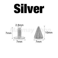 펑크 리벳 스터드 DIY 스파이크 스크류 7X10MM 가죽 50 멋진 공예 가방 신발에 대한 의류, Silver