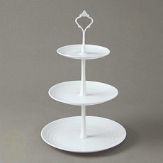 3단 디저트 트레이 화이트 쿠킹홈 오브 애프터눈 티 케이크 접시 진열대 1개