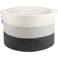 Casaphoria 담요 바구니 세탁 바구니 우븐 보관 바구니 세탁 바구니 55.1 x 55.1 x 35.1cm(21.5 x 21.7 x 13.75인치) 정리용 옷 바구, 21.69 x 21.69 x 13.78, 정리 - 그레이