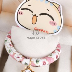 오마누 강아지액세서리 인식표목걸이 개목걸이 애견이름표, (금색 고양이) 블랙색 S