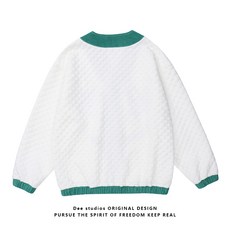 Dee studiosGuochao 중립 바람 남성과 여성을위한 3 차원 니트 접합 코듀로이 재킷 봄 커플 재킷