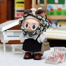 라부부 팝마트 인형옷 새 옷 전용 블라인드 박스 1 2 및 3 세대 Labubu 의류 접착제 펜던트 인형 마카롱, 스카프 셔츠 치마세트+신발+썬글라스+가방 풀세트