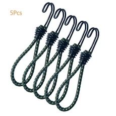 탄성 번지 코드 헤비 듀티 수하물 스트랩 로프 후크 25-30cm 스트레치 타이 텐트 야외 액세서리, Green 5pcs