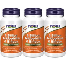 NOW Foods 80億嗜酸乳桿菌&雙歧桿菌複合素食膠囊, 120顆, 3罐