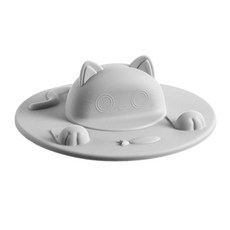 고양이 실리콘 컵 커버 세라믹 유리 컵용 방진 밀폐 컵 뚜껑, 회색