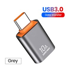LED전구 10A OTG USB 3.0 어댑터 USB C 남성 여성 변환기 Macbook PC 노트북 용 고속 충전 OTG 샤오미호환, [03] Type-c to USB Gray, 1개