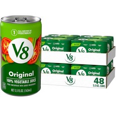 어린이 음료 해외 주스 V8 오리지널 100% 야채 토마토 주스와 블렌드 5.5 FL OZ 캔(8캔 6팩), V8 오리지널 야채 주스 163ml 캔 (48팩), 163ml