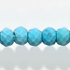 【杰鴻】白紋石染松石色切角車輪珠2X3MMX16吋寶石珠珠DIY手工材料, 1個, 2x3mm