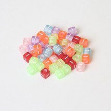 브롤리 알파벳 사각형 투명 비드 단일 문자 DIY 보석 액세서리 우정 팔찌 목걸이 재료, 6x6mm 사각 편지 구슬 50pcs / pack 구멍, 알파벳 I