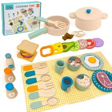 나무 주방 척 놀이 세트 시뮬레이션 접시 요리 액세서리 Playset 장난감, Cooking Set A
