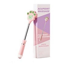 비브랜드 휴대용 등긁개 고양이 발바닥 마사지봉 효자손, 핑크, 1개
