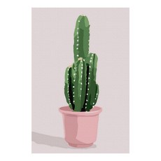 플레이어바웃 DIY 명화그리기 세트 유화 10 x 15 cm, 그린 선인장 (AX298), 1개