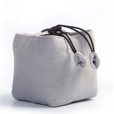 嘉義出貨 日式加厚棉麻快客杯佈包一壺單杯便攜旅行茶具收納袋子手提束口布袋, 米白色, 1個