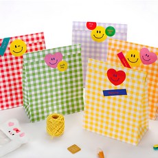 인디케이 파스텔 구디백 종이봉투 혼합 5종 x 4p + 키트 스티커 2p + 마끈 세트, 혼합색상, 1세트