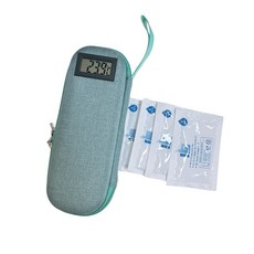 루메트 휴대용 온도표시 인슐린 약품 보냉 파우치, 민트+아이스팩 4p