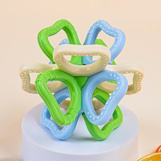 DFMEI 益智牙膠 嬰兒搖鈴牙膠玩具 寶寶出牙磨牙棒防吃手鍛鍊抓握, 1個, 如圖, 白綠藍