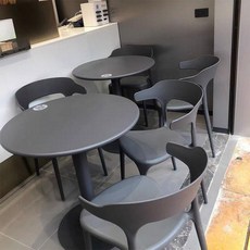 포리움 야장테이블 야외가구 야장테이블세트 야장, 1개, 진회색 의자 3개 + 70cm 원형 받침대