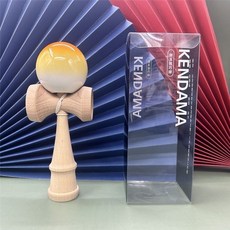 純木防滑劍玉kendama技巧球：懷舊童玩，新手適用，木製拋接劍球，訓練手眼協調, 漸變橘黃PU漆, 1個