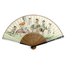 민속부채 봄나들이 실크 합죽선 신윤복 풍속도 자개장식 전통 접이식 부채