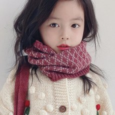 아동 겨울 목도리 남녀공용 스트라이프 보온 소프트 털, 클래식 빈티지 레드