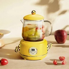 전기포트 티 무선 휴대용 건강 컵 유리 전기 주전자 빠른 끓임 보존 냄비 가정 사무실 레트로 보온 팟 600ml 미니 무선 커피 온도조절 티포트 보온, 5) Yellow - UK Plug-220V