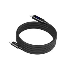 Choetech 240W 磁吸收納充電編織線 USB-C to USB-C WitsPer 智選家, 黑(數顯螢幕), 1個