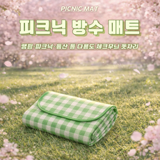 린세크 2x2M 대형 방수 휴대용 두꺼운 감성 피크닉 돗자리, 딥 그린