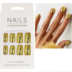 엠디큐 젤스티커 메탈 인조네일팁, 1개, 골드