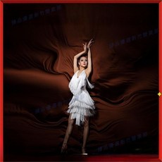 台南出貨 拉丁舞服裝 拉丁舞衣 國標舞衣 WJJdance拉丁舞洋裝女2024新款V領掛脖多層流蘇露背練功服比賽, 1個, 清新檸檬綠洋裝,S