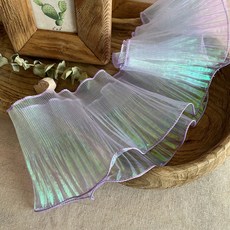 인어 주름 매직 웨딩 빅 웨이브 레이스 패브릭 너비 15cm 1 야드, Purple, 1개