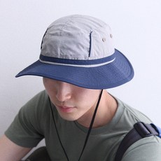 男女適用寬帽沿露營戶外漁夫帽, 灰色海軍