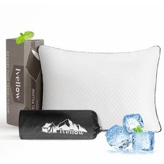 Ivellow 메모리 폼 여행용 베개 압축 가능한 캠핑 수면용 분쇄 컴팩트하고 단단한 지지력 있는 작은 성인 어린이 야외 배낭여행 하이킹 필수 장비-S, 쿨링 화이트