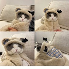 寵物狗狗貓咪毛絨蓋毯小鬥篷可愛小熊毛毯秋冬保暖睡墊YP2X, 洛麗塔披風 粉色,M大約3-5公斤, 1個