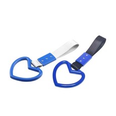장식용 하트 테마 자동차 스트랩 레이싱 견인 스트랩 범퍼 장착 및 내부 핸들링과 완벽하게 호환됩니다, 파랑색, 2개
