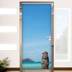 아트박스/꾸밈 tl442-제주도와돌하르방_현관문시트지, 본품